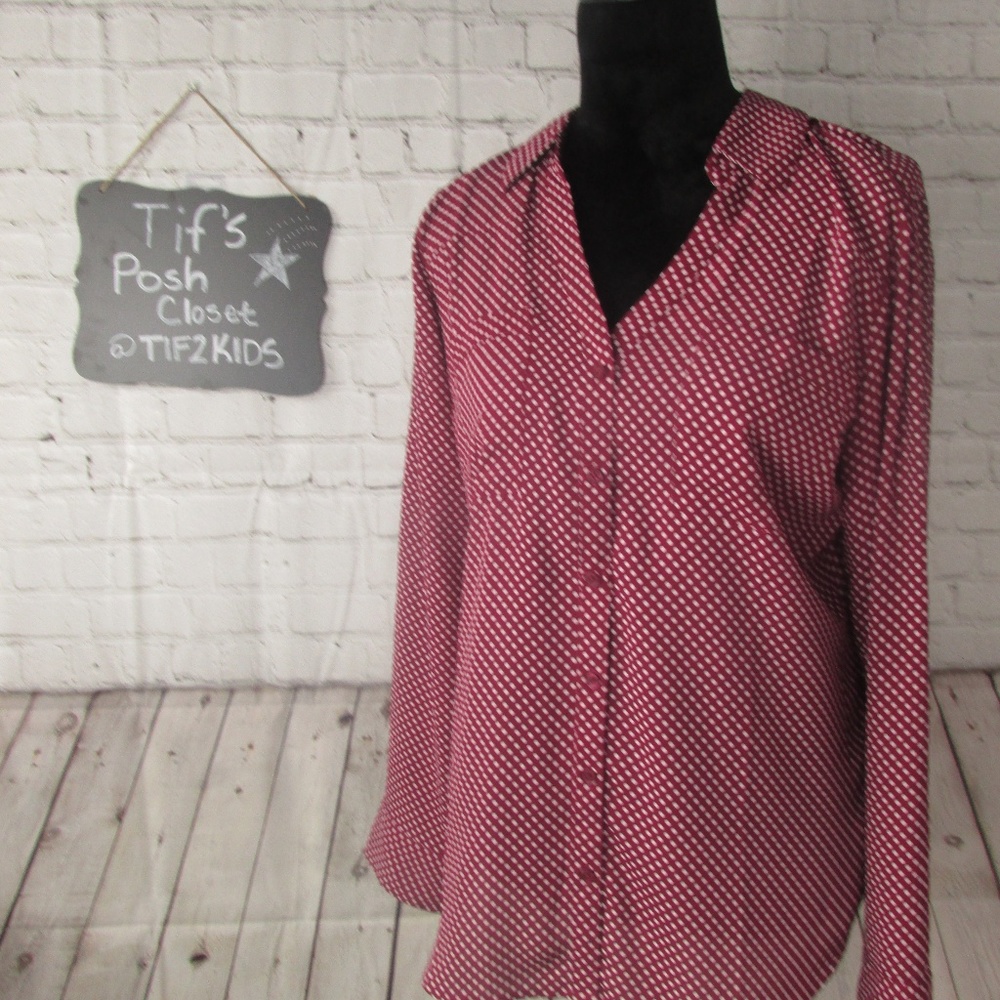 Express The Portofino Shirt Polka Dot Sz Lg E42